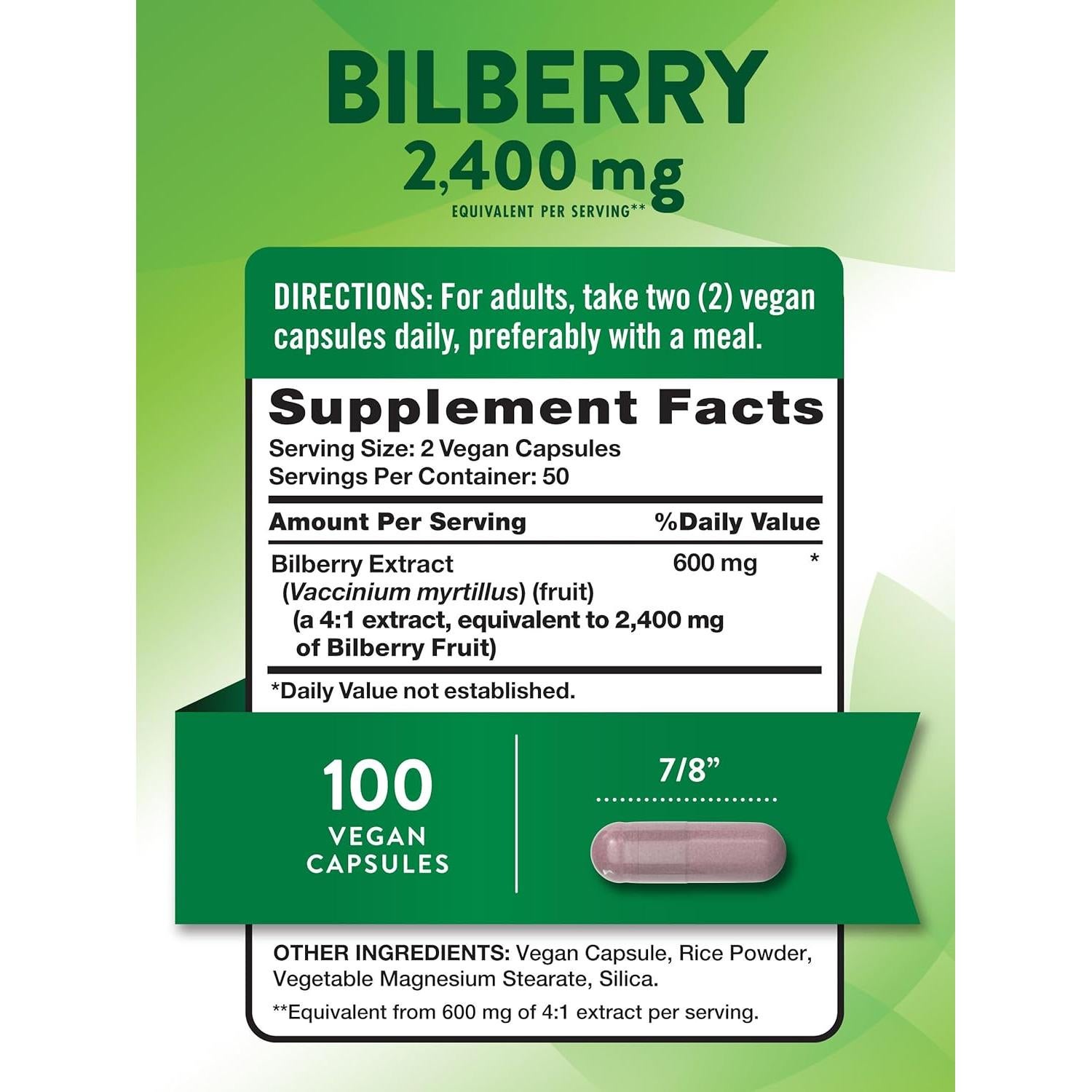 Extracto de Arándano Bilberry Nature's Truth 2400mg 100 Cápsulas
