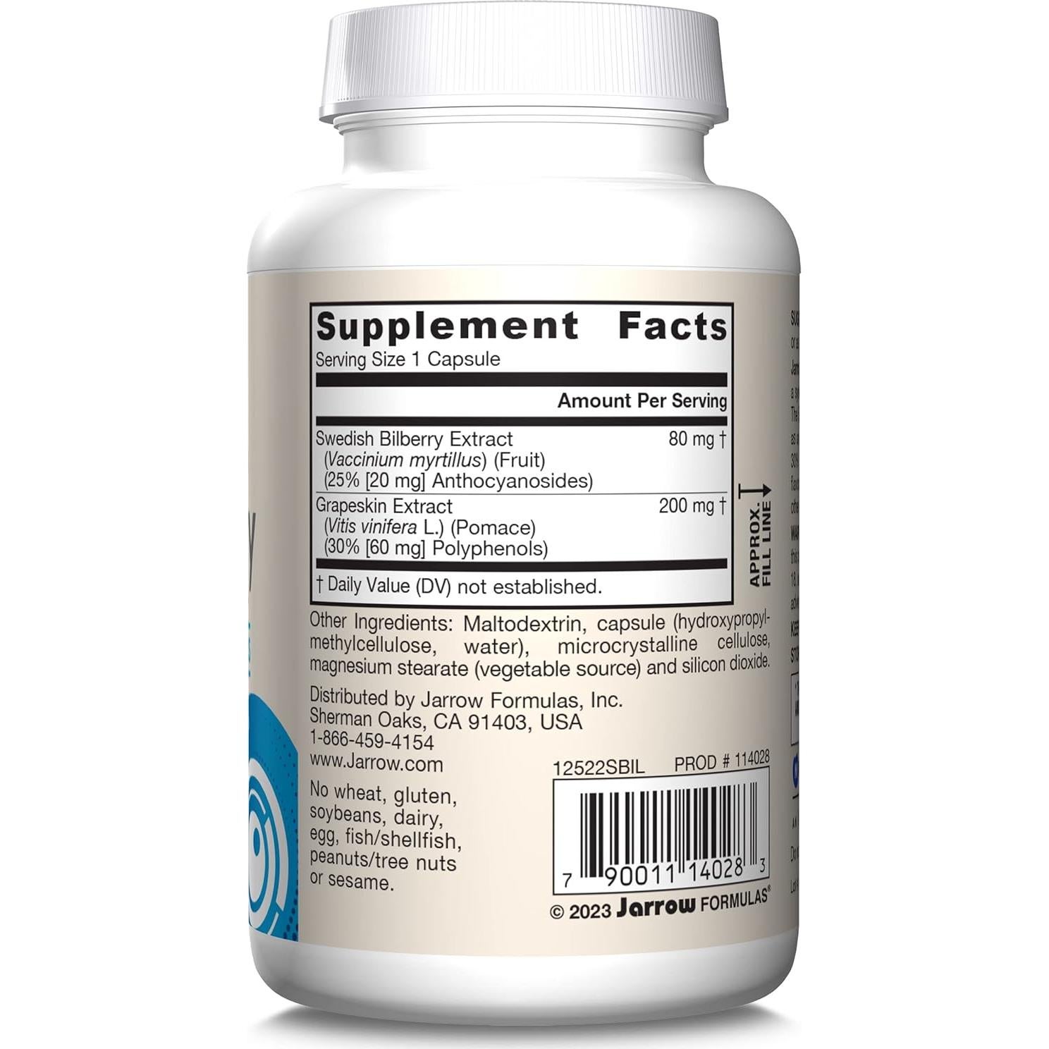 Jarrow Formulas Bilberry y Piel de Uva 60 Cápsulas Veganas