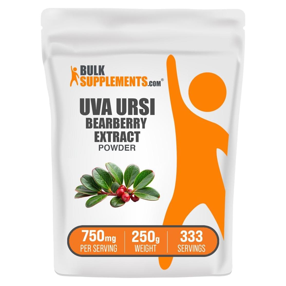 Polvo de Extracto de Hoja de Uva Ursi BulkSupplements 250g Vegano
