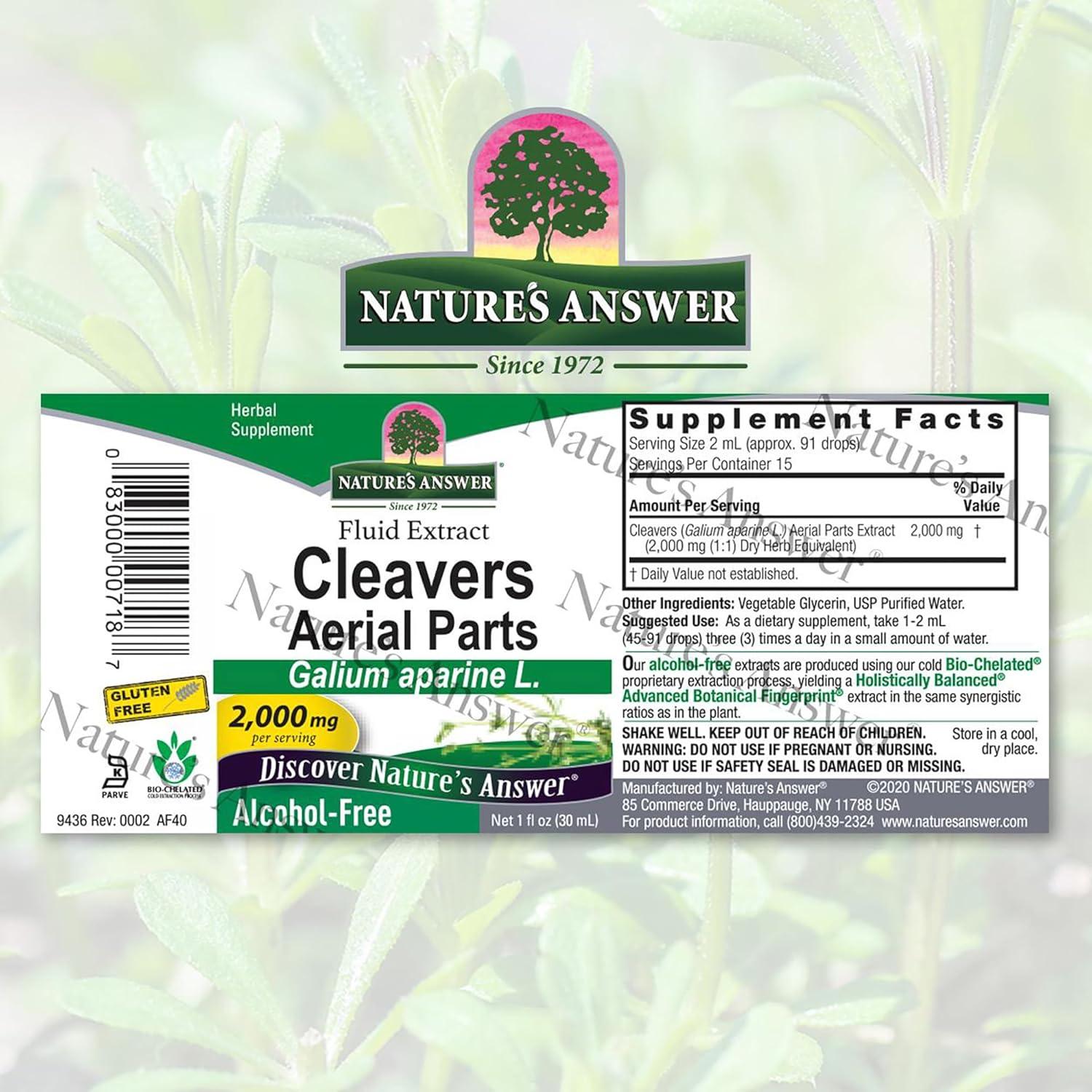 Extracto de Cleavers Sin Alcohol Nature's Answer 30 ml