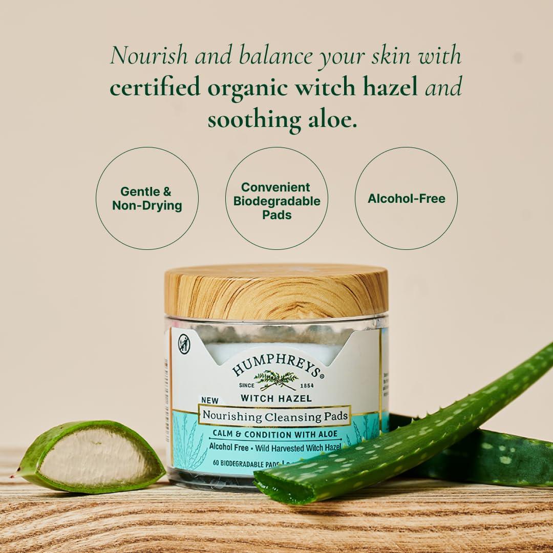 Discos Limpiadores Nutritivos Humphreys con Hamamelis y Aloe - 60 Unidades