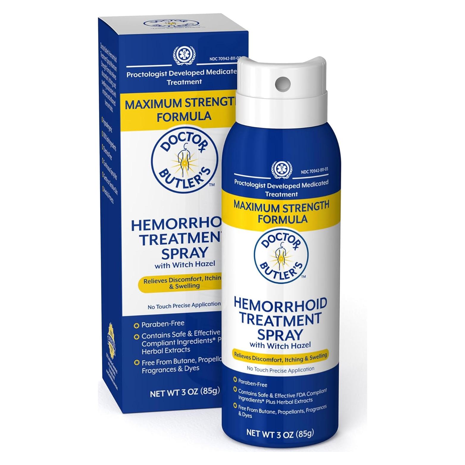 Spray para Hemorroides Doctor Butler - Alivio con Hamamelis y Aloe Vera 85g