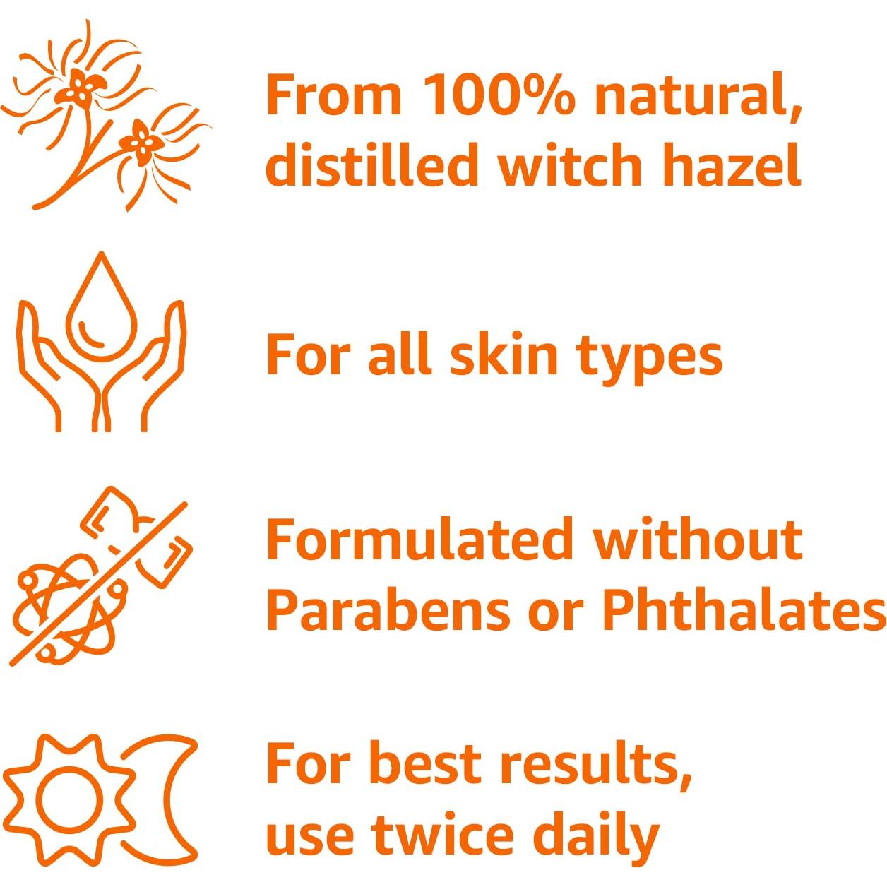 Tónico Perfeccionador de Poros Hamamelis Amazon Basics 473ml