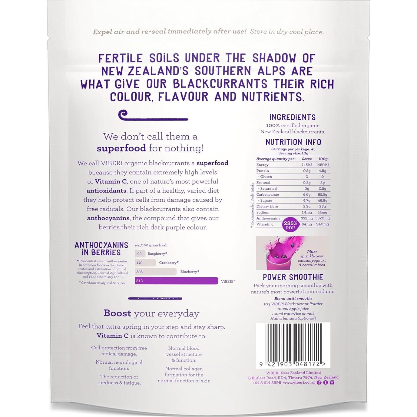 Polvo de Grosella Negra Orgánica ViBERi 450g - Vitamina C