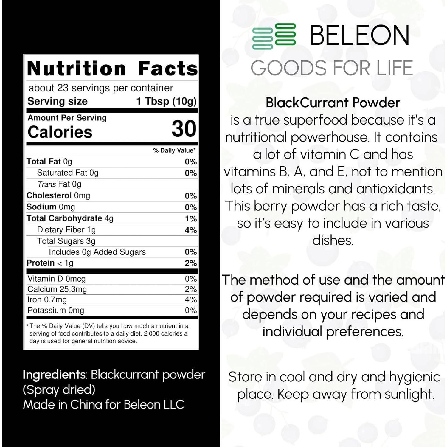 Polvo de Grosella Negra Beleon 226 g - Sabor Natural para Hornear