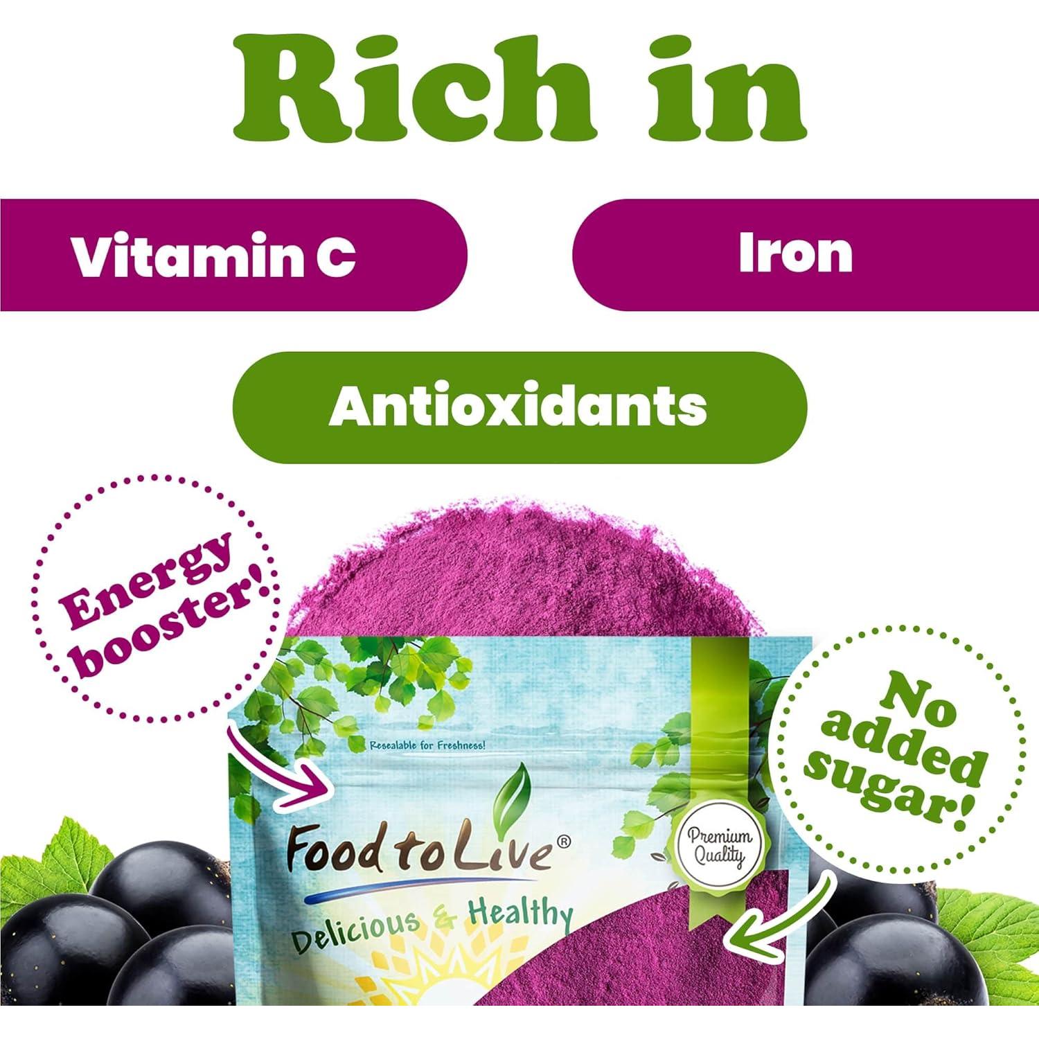 Polvo de Grosella Negra Food to Live 0.45 kg - Superalimento Vegano