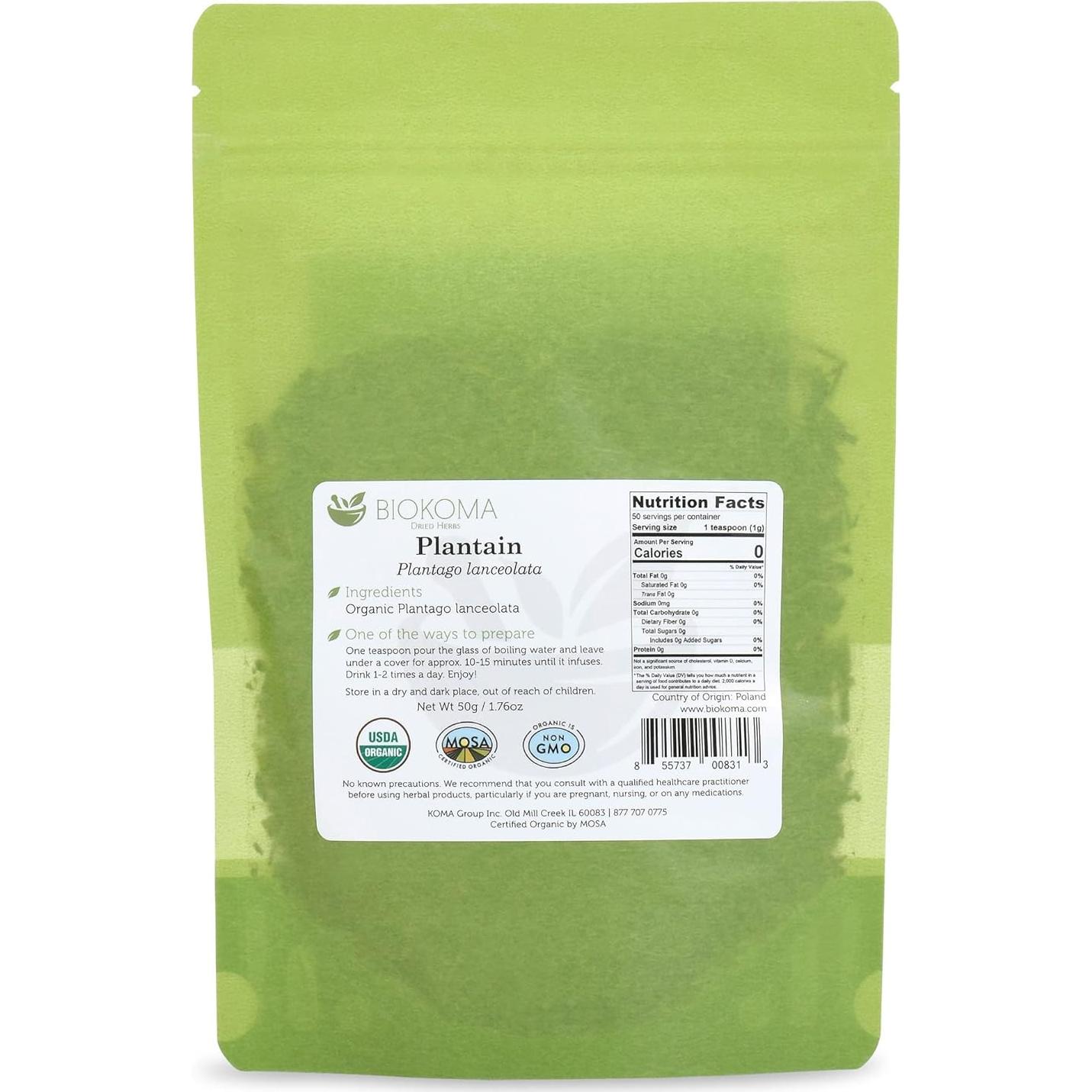 Hojas Secas de Plátano Orgánicas Biokoma 50g - Té Herbal Natural