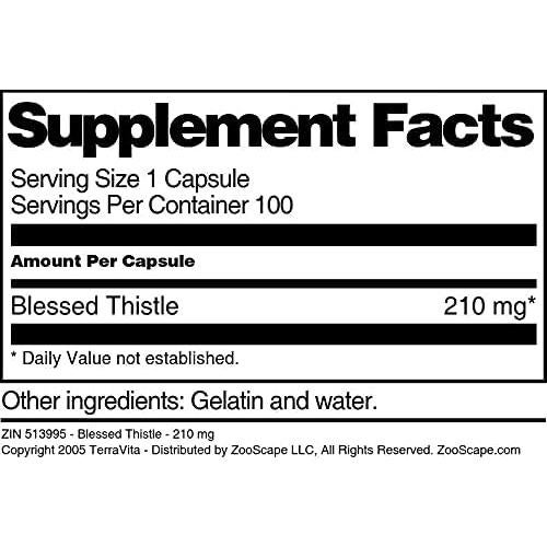 Cardo Bendito 210 mg TerraVita 300 Cápsulas Sin Rellenos