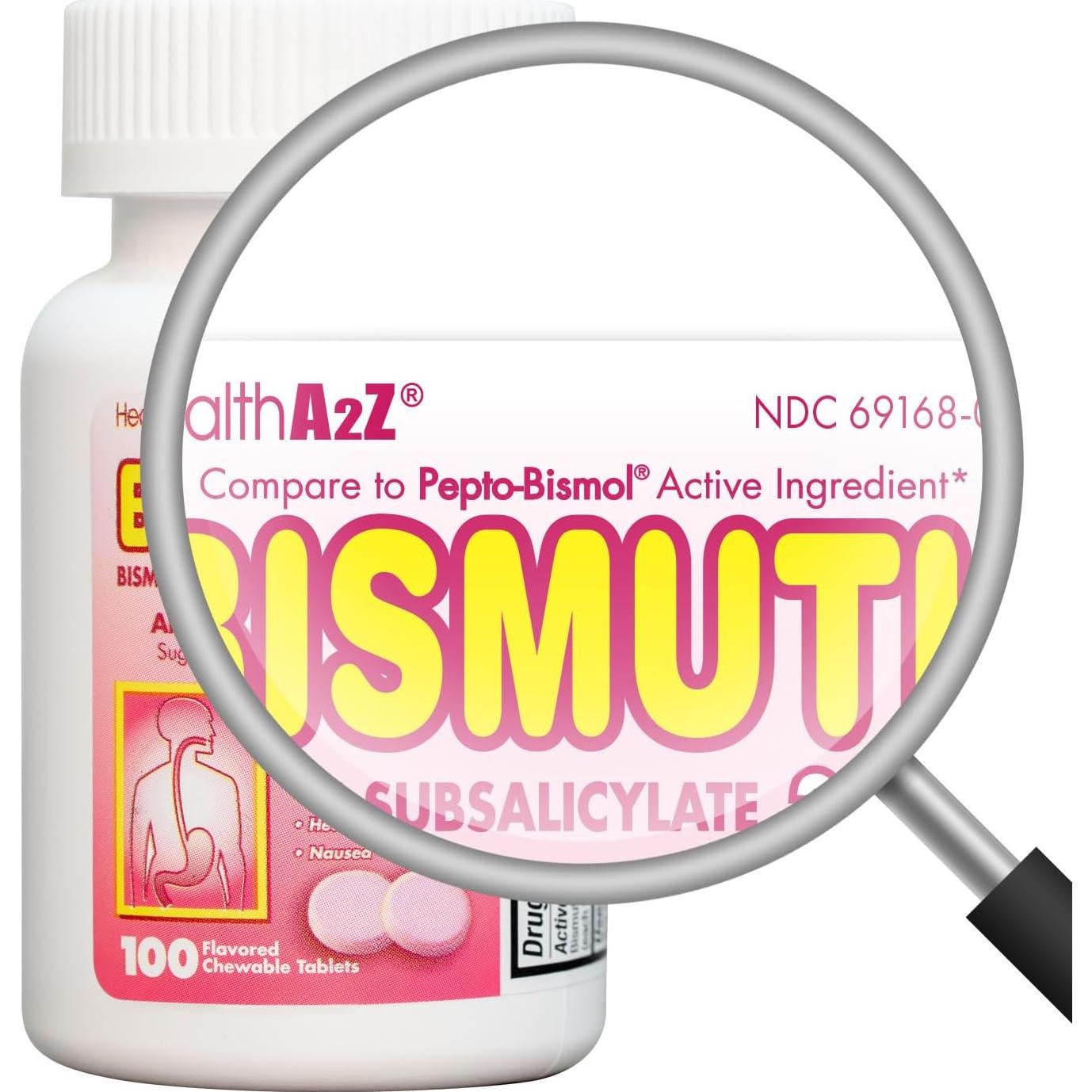 HealthA2Z Bismuto 262mg | Alivio Digestivo 100 Tabletas