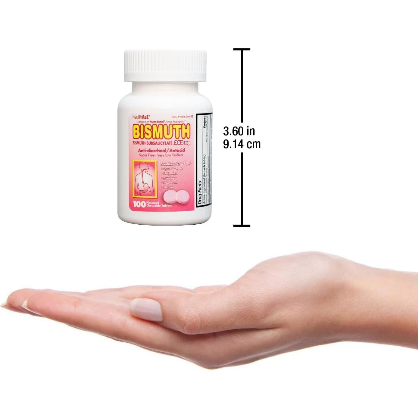 HealthA2Z Bismuto 262mg | Alivio Digestivo 100 Tabletas