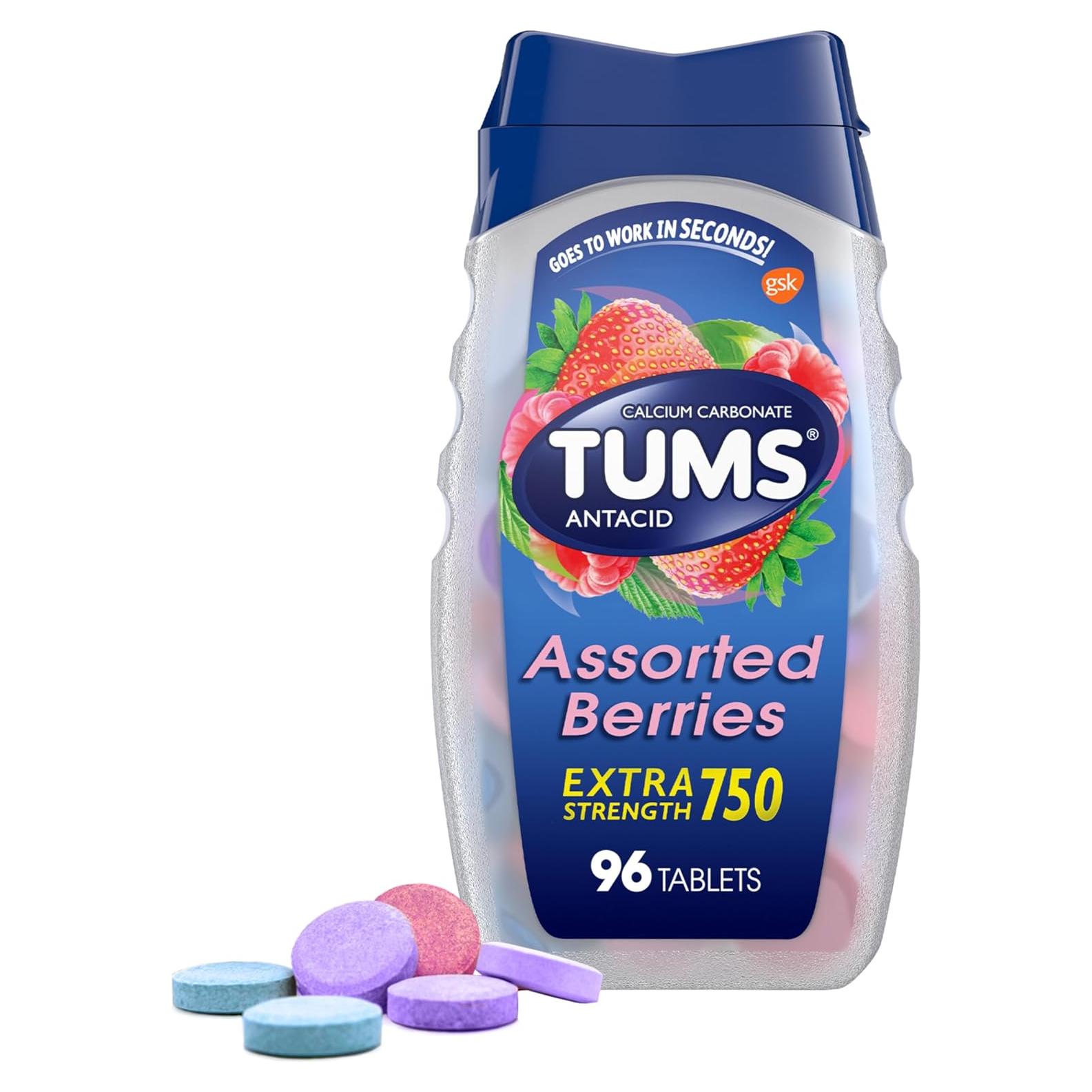 TUMS Extra Fuerte Tabletas Antiácidas Sabor Berries 96 Unidades