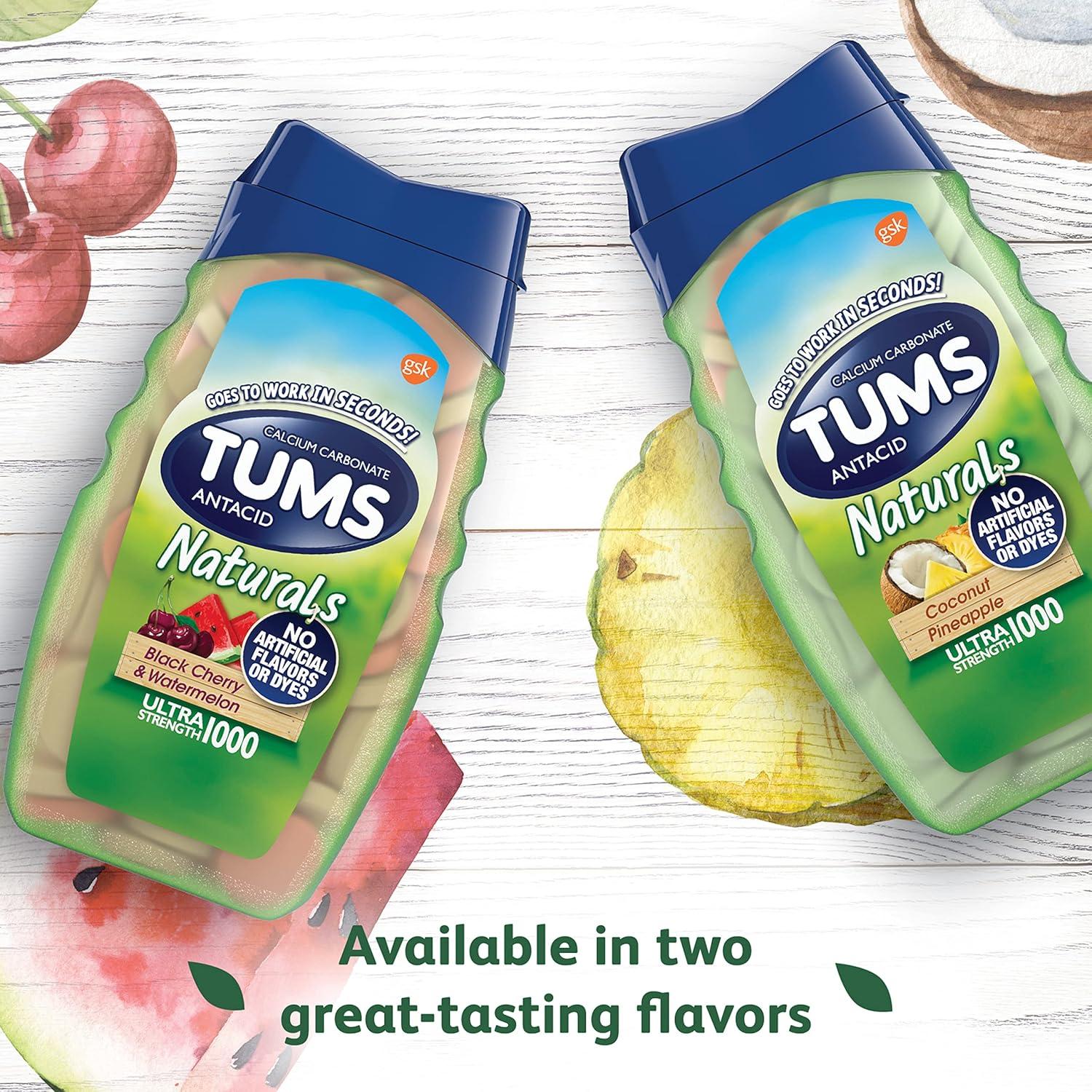 TUMS Naturals Antiacido Masticable Ultra Fuerte 190g Cereza y Sandía