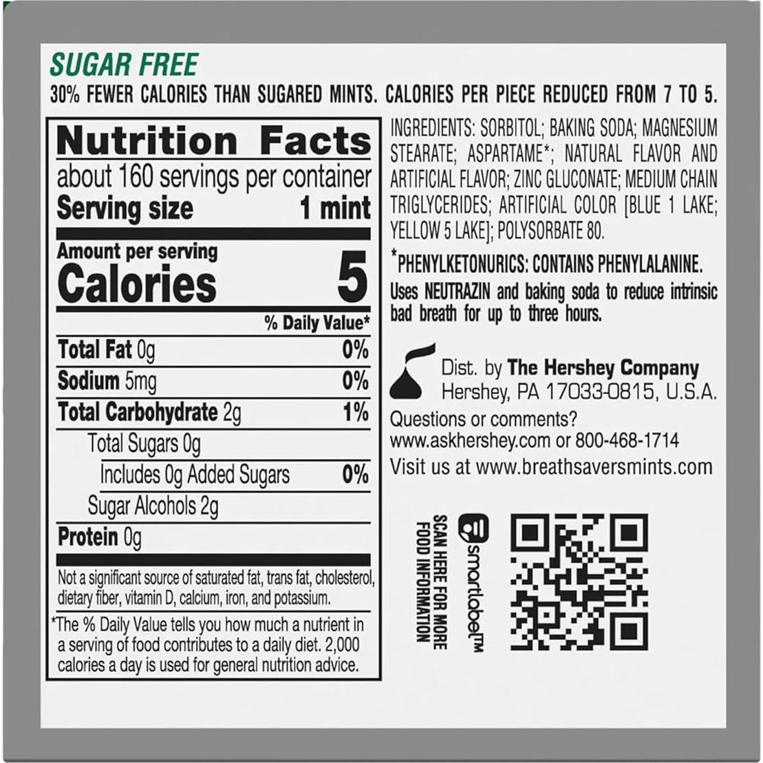 Mentitas sin Azúcar Breath Savers Espearmint 8 Latas 36g