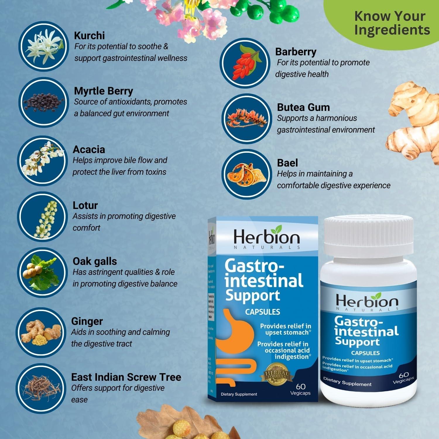Herbion Naturals Apoyo Gastrointestinal 60 Vegicaps - Paquete de 2