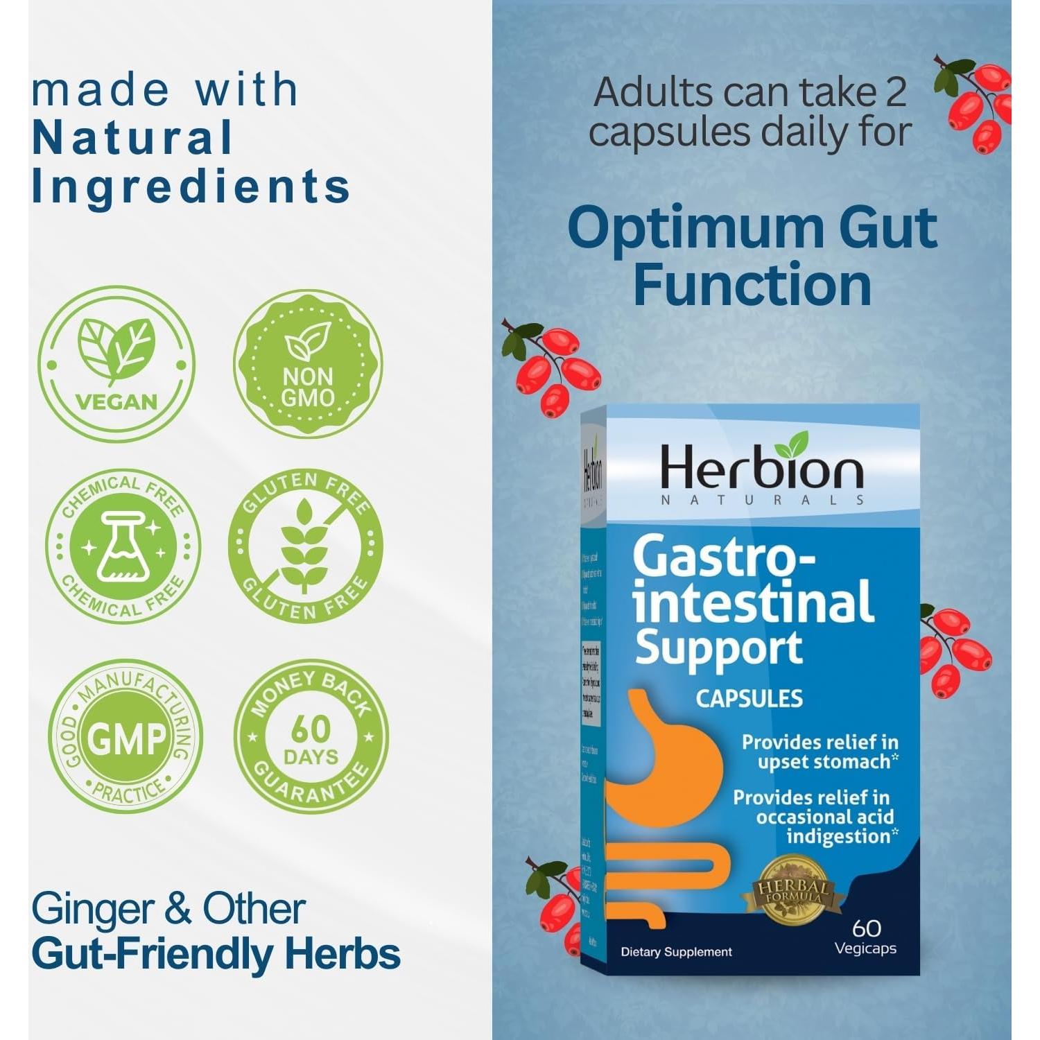 Herbion Naturals Apoyo Gastrointestinal 60 Vegicaps - Paquete de 2