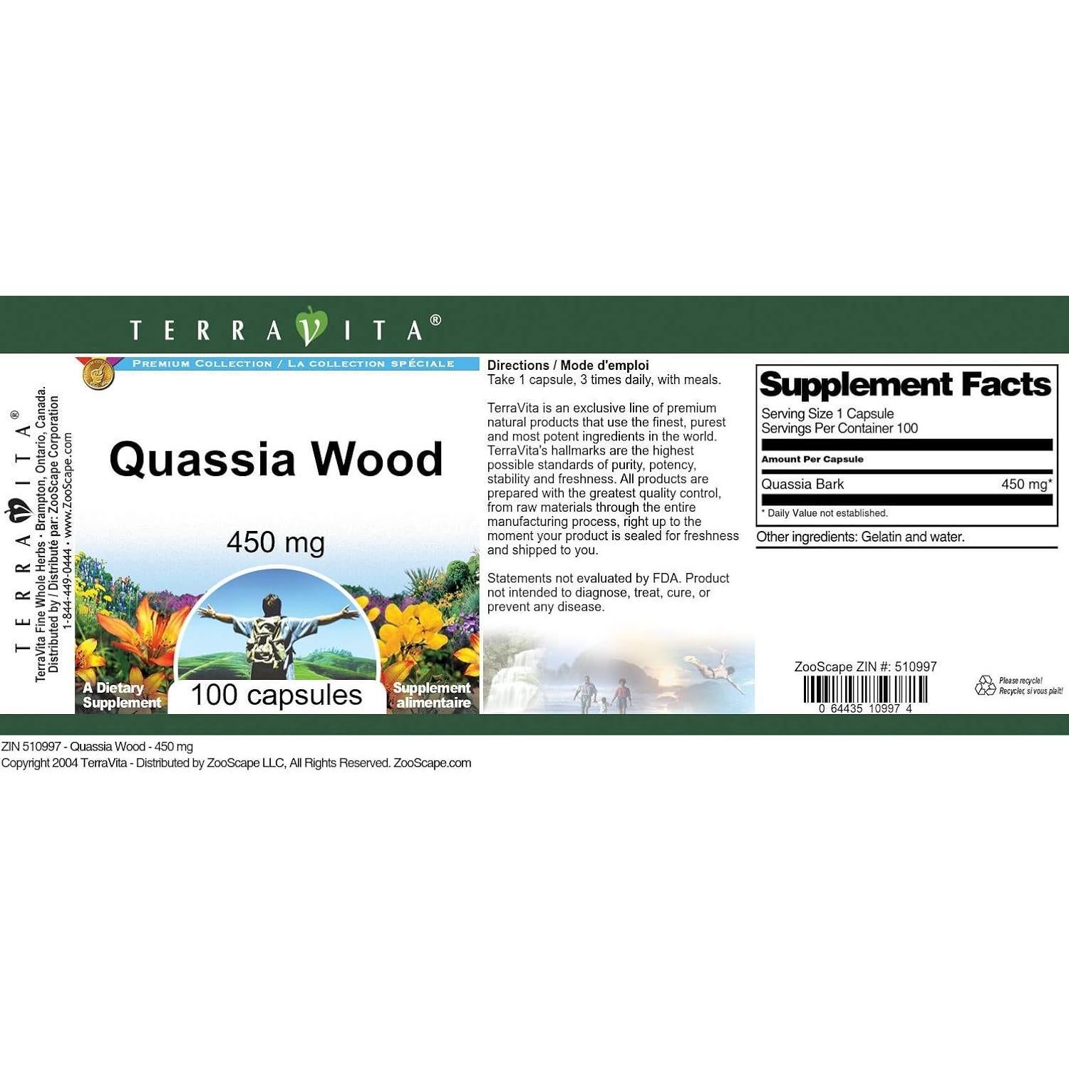 Cápsulas de Madera de Quassia 450 mg TerraVita - 100 Unidades