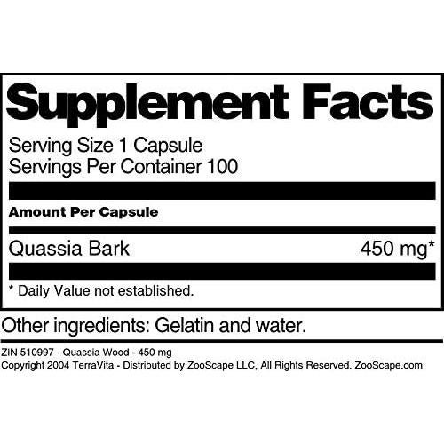 Cápsulas de Madera de Quassia 450 mg TerraVita - 100 Unidades