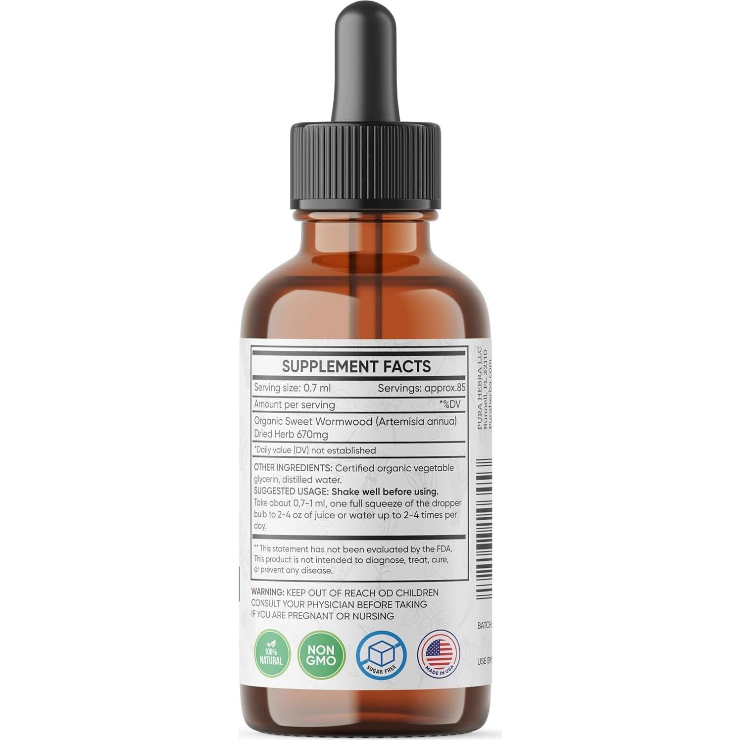 Gotas de Ajenjo Dulce Orgánico Pura Herba 59 ml - Desintoxicación