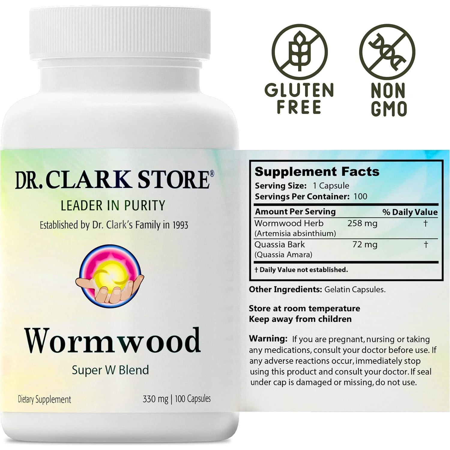 Suplemento Digestivo Dr. Clark Wormwood Super W Blend 330 mg - 100 Cápsulas