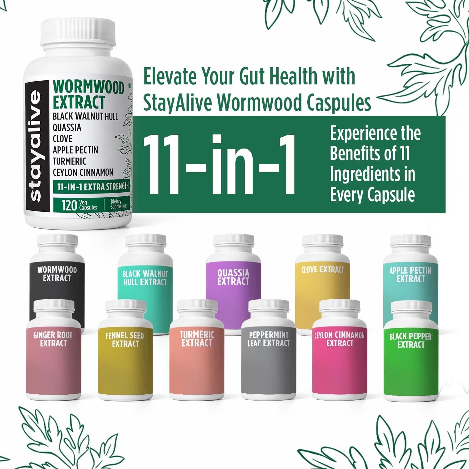 Suplemento Herbal Stay Alive Ajenjo Dulce 120 Cápsulas Veganas