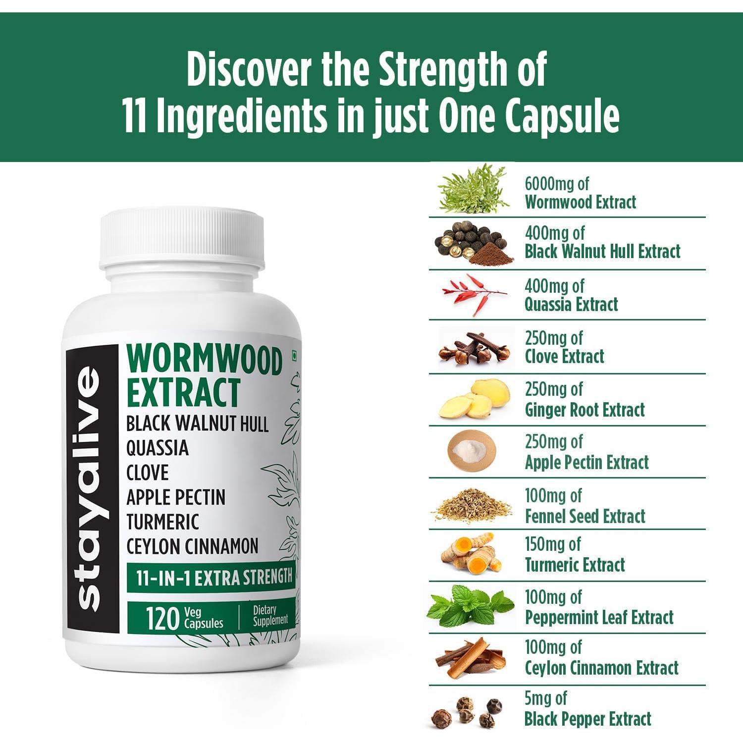 Suplemento Herbal Stay Alive Ajenjo Dulce 120 Cápsulas Veganas