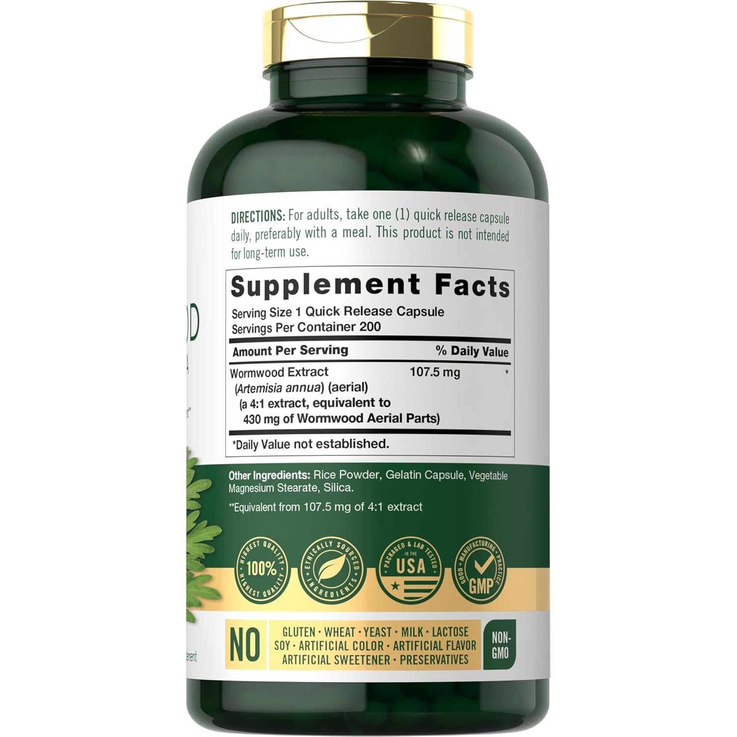 Cápsulas de Ajenjo Dulce Carlyle 430mg - Suplemento Herbal 200 Unidades