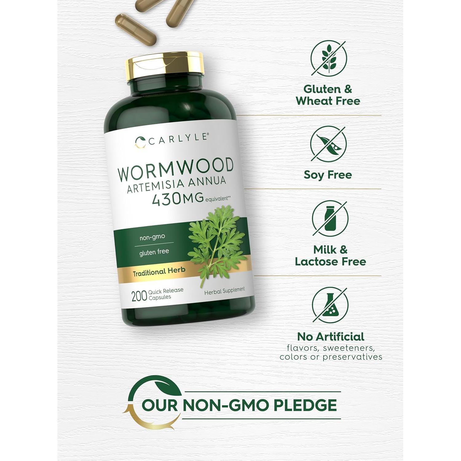 Cápsulas de Ajenjo Dulce Carlyle 430mg - Suplemento Herbal 200 Unidades