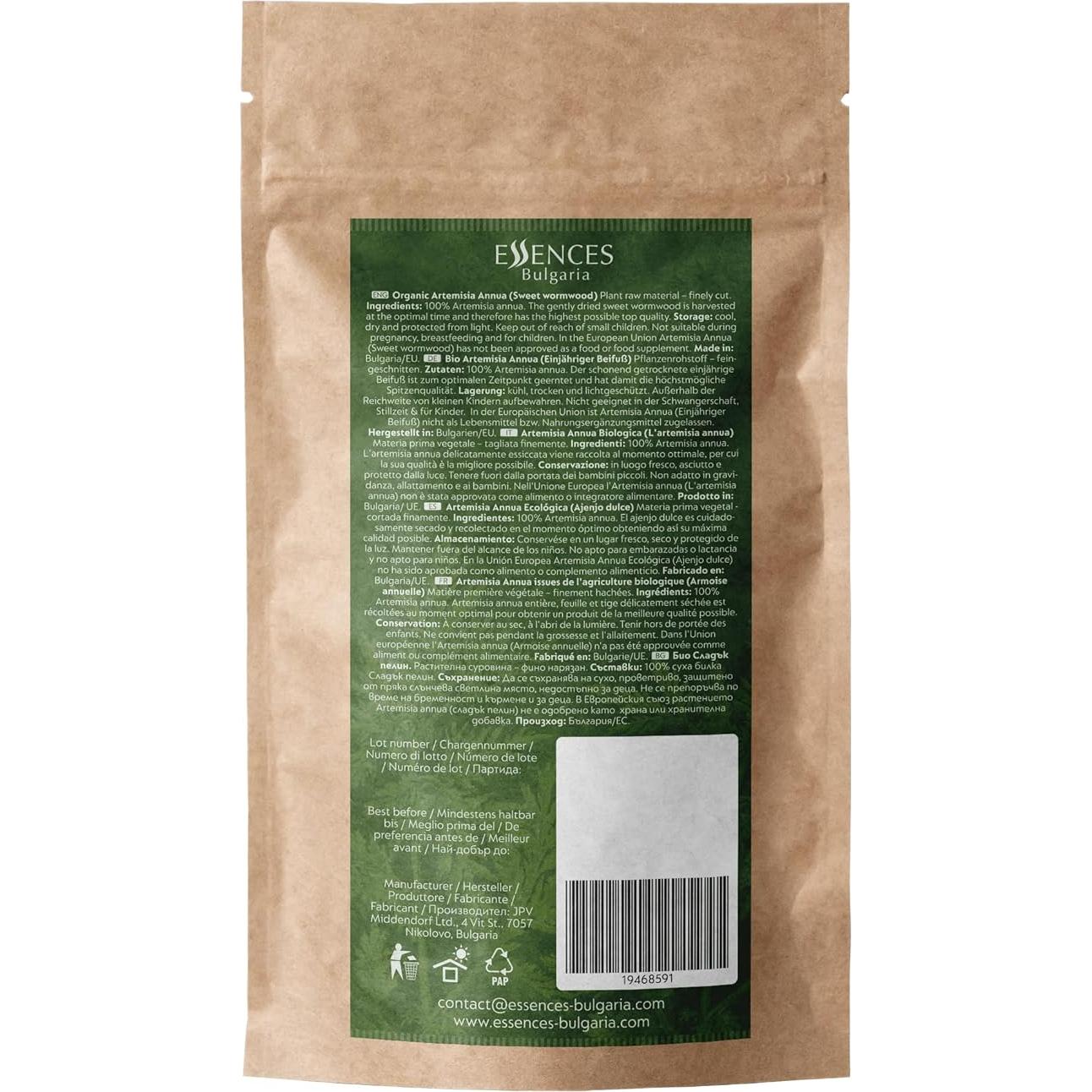 Esencias Bulgaria Artemisa Dulce Orgánica 125g - Hojas y Flores Sueltas