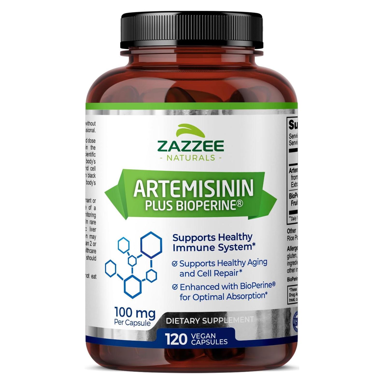 Zazzee Artemisinina 100 mg 120 Cápsulas Veganas con BioPerine