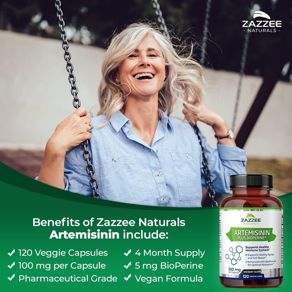 Zazzee Artemisinina 100 mg 120 Cápsulas Veganas con BioPerine