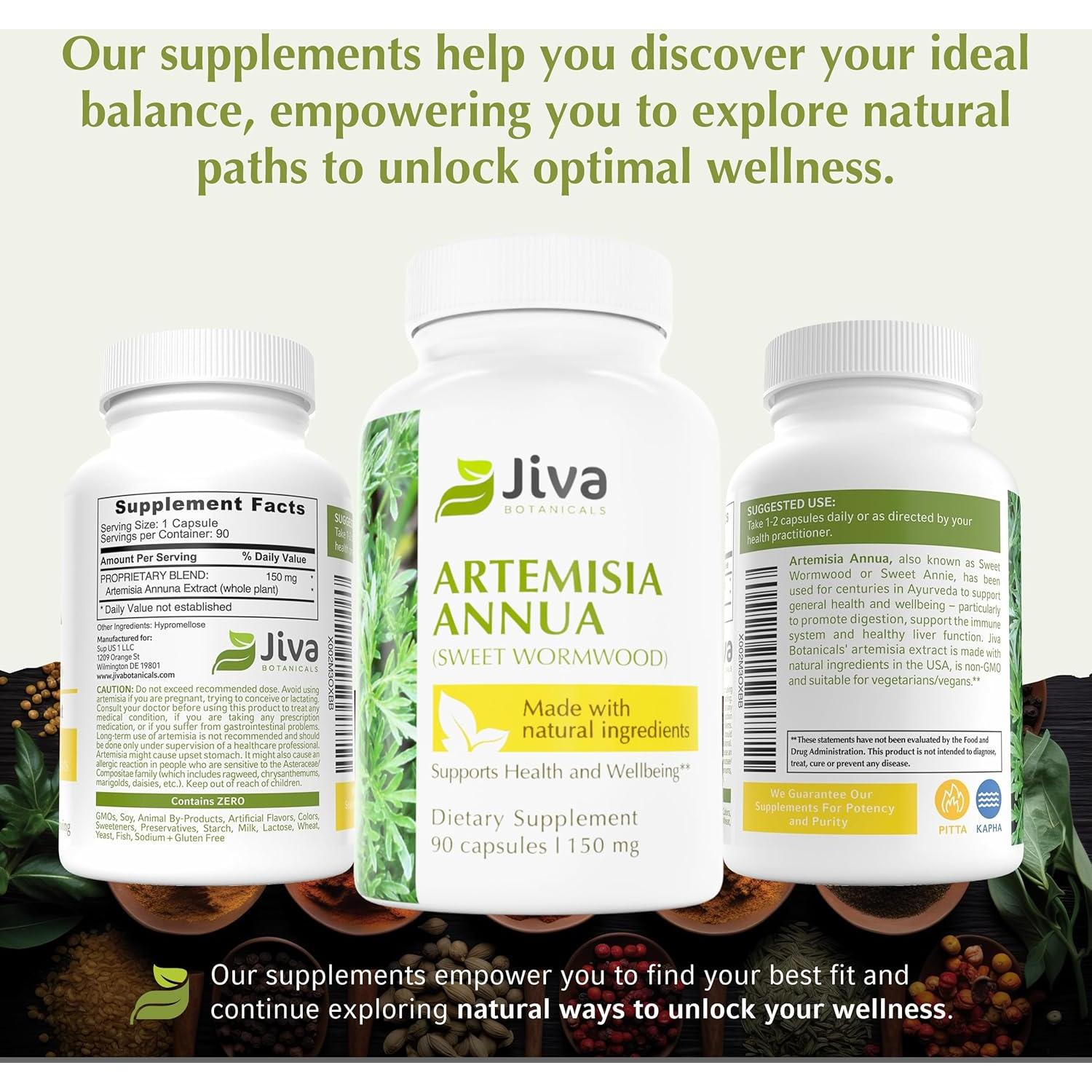 Cápsulas de Artemisia Annua Jiva Botanicals - 90 Unidades