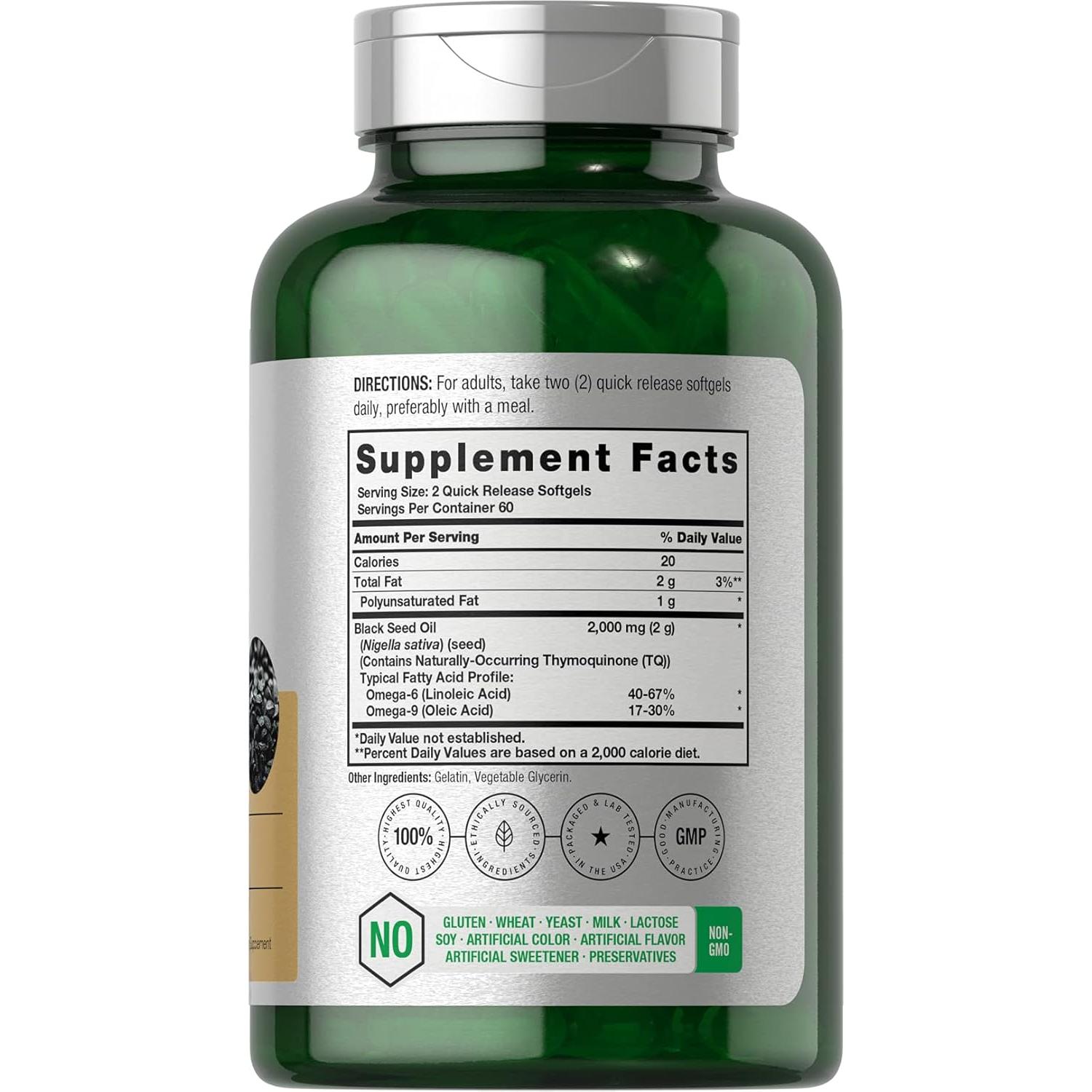 Cápsulas de aceite de semilla negra Horbaach 2000mg 120 unidades