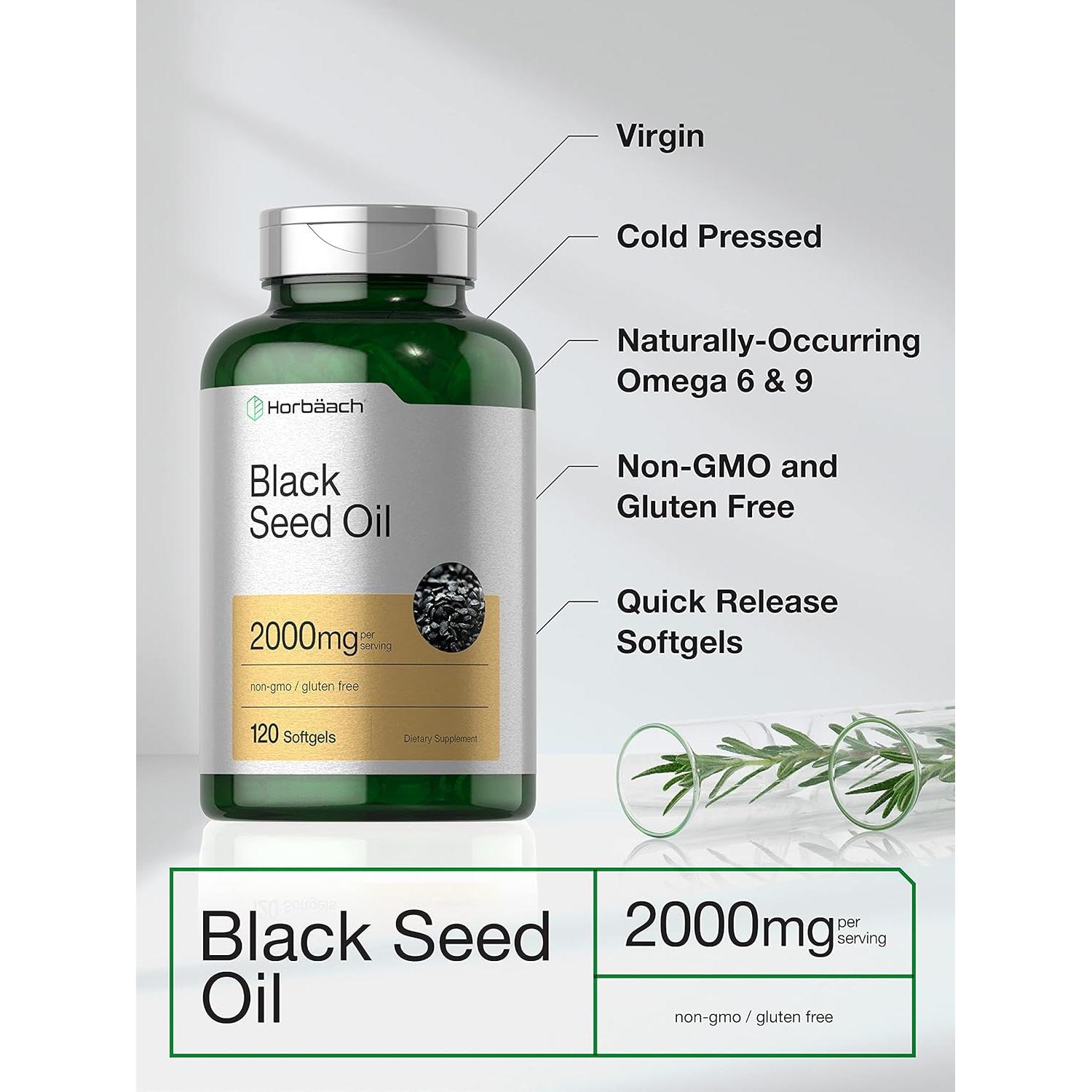 Cápsulas de aceite de semilla negra Horbaach 2000mg 120 unidades