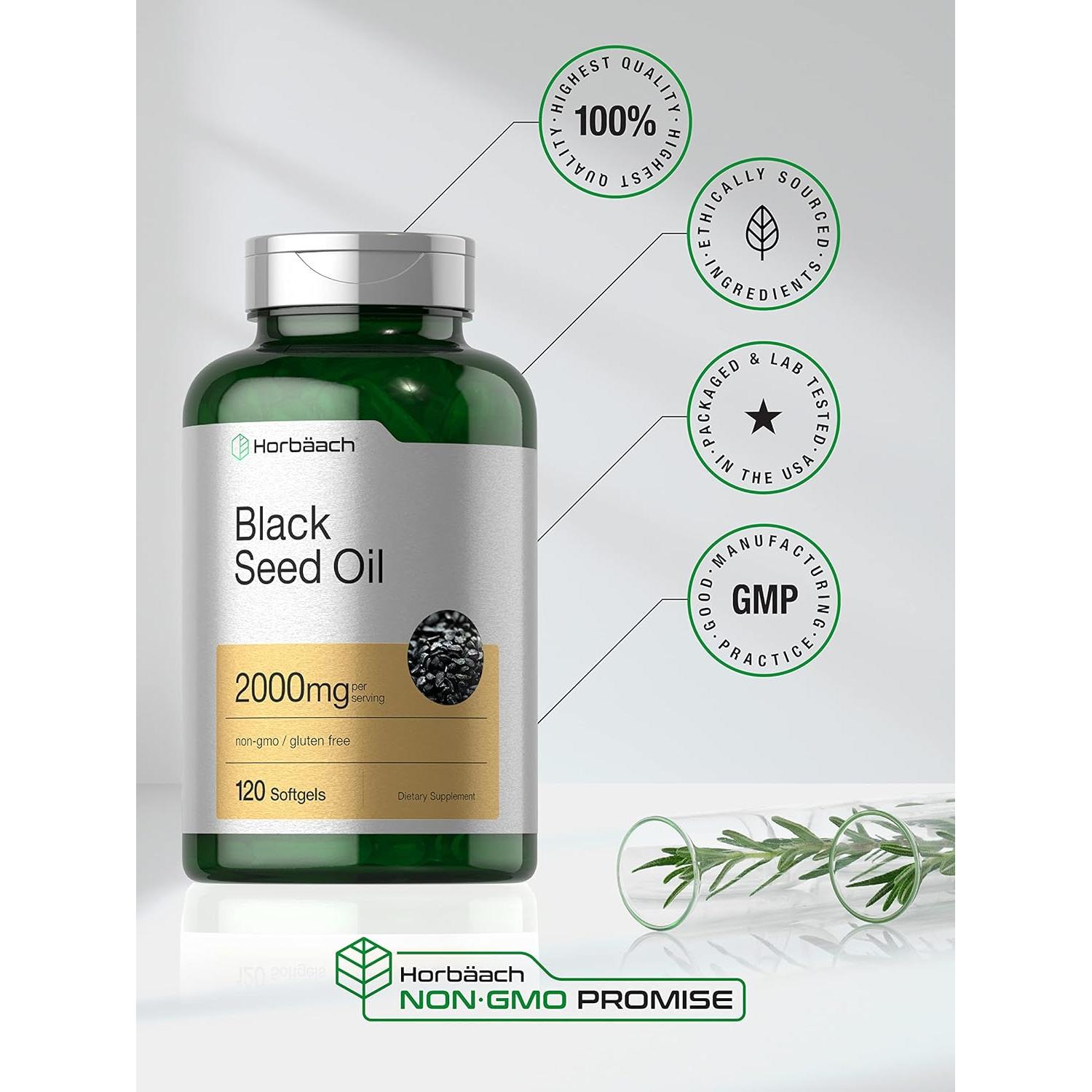 Cápsulas de aceite de semilla negra Horbaach 2000mg 120 unidades