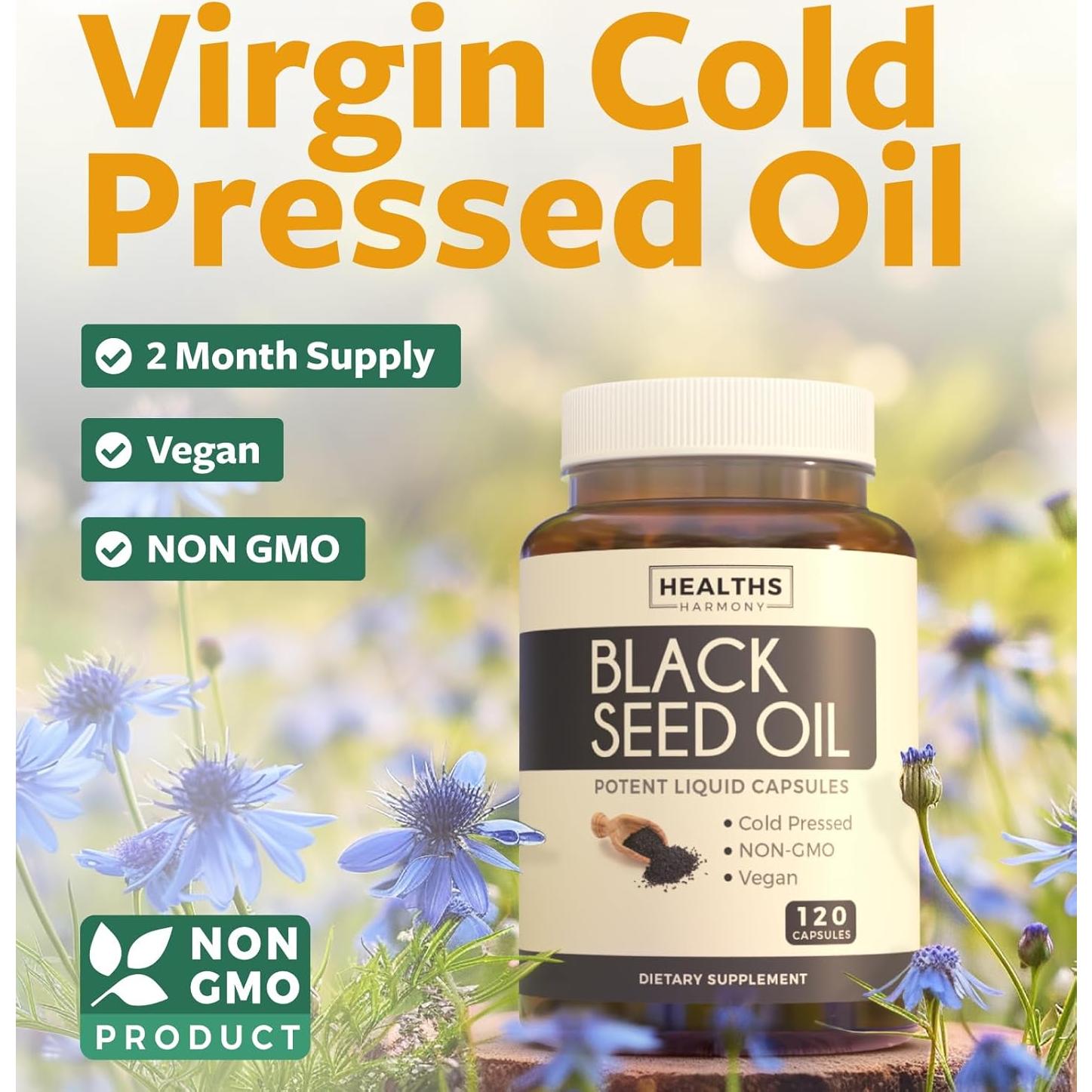 Aceite de Semilla Negra Healths Harmony 120 Cápsulas 500mg