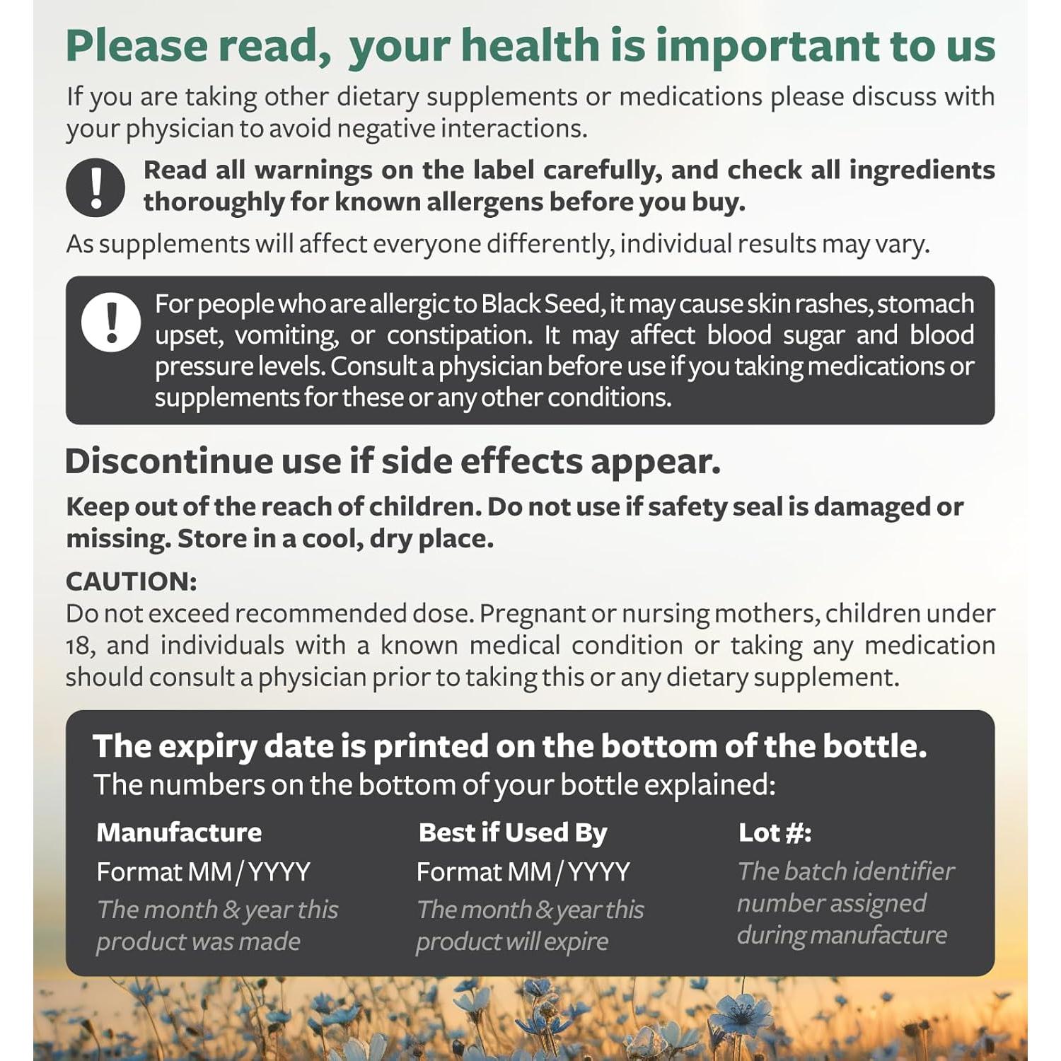 Aceite de Semilla Negra Healths Harmony 120 Cápsulas 500mg