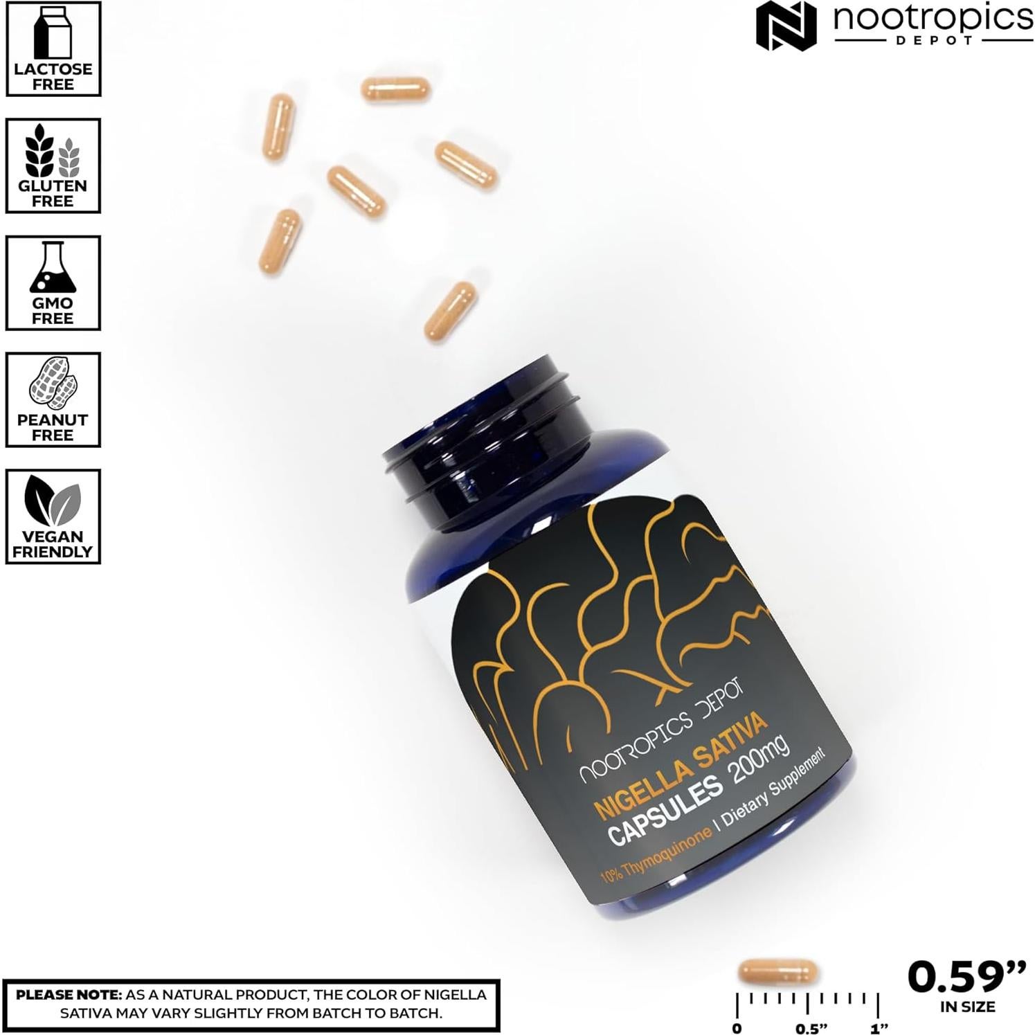 Cápsulas de Nigella Sativa Nootropics Depot 200mg 60 Unidades