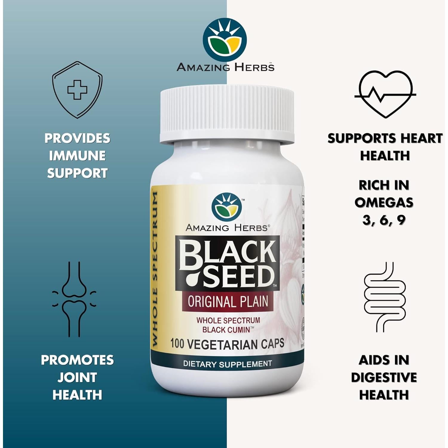 Cápsulas Vegetarianas Semilla Negra Hierbas Asombrosas 100 Contenido 475mg