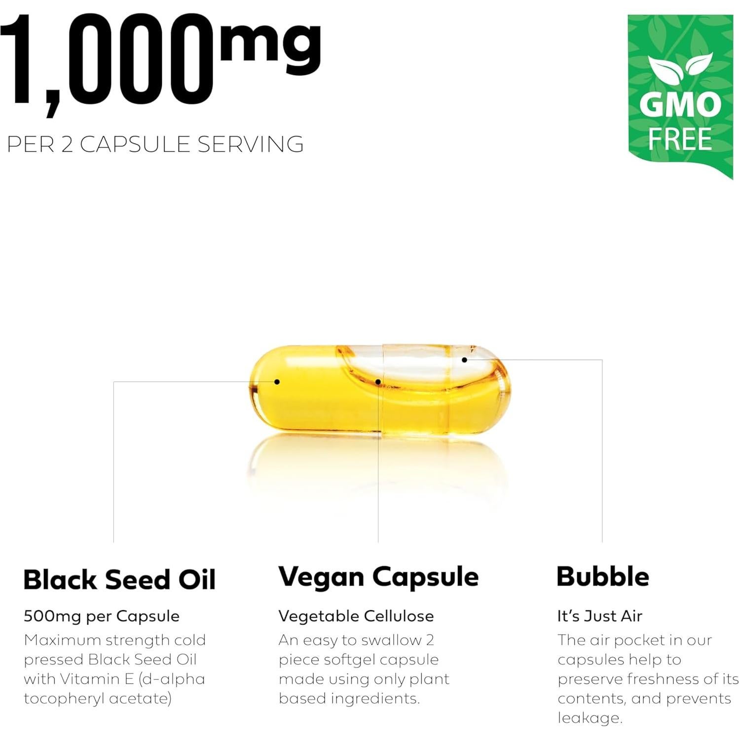 Cápsulas de Aceite de Semilla Negra Better Place 500mg Veganas