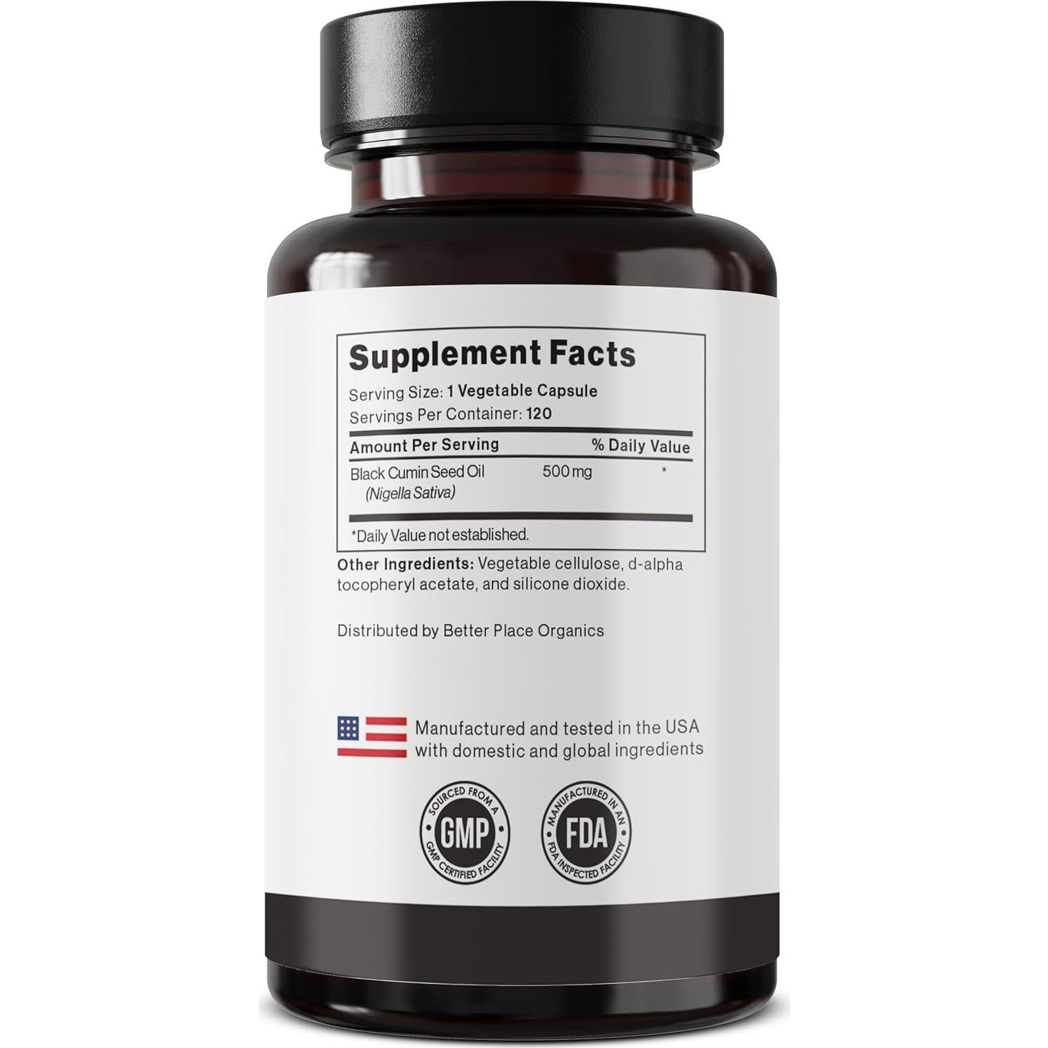 Cápsulas de Aceite de Semilla Negra Better Place 500mg Veganas