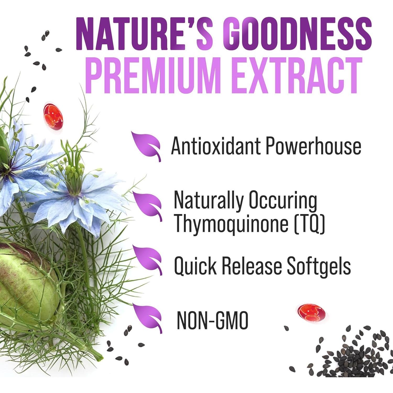 Cápsulas de Aceite de Semilla Negra 1000mg Nature's Strength - 60 Gelatinas Blandas Veganas