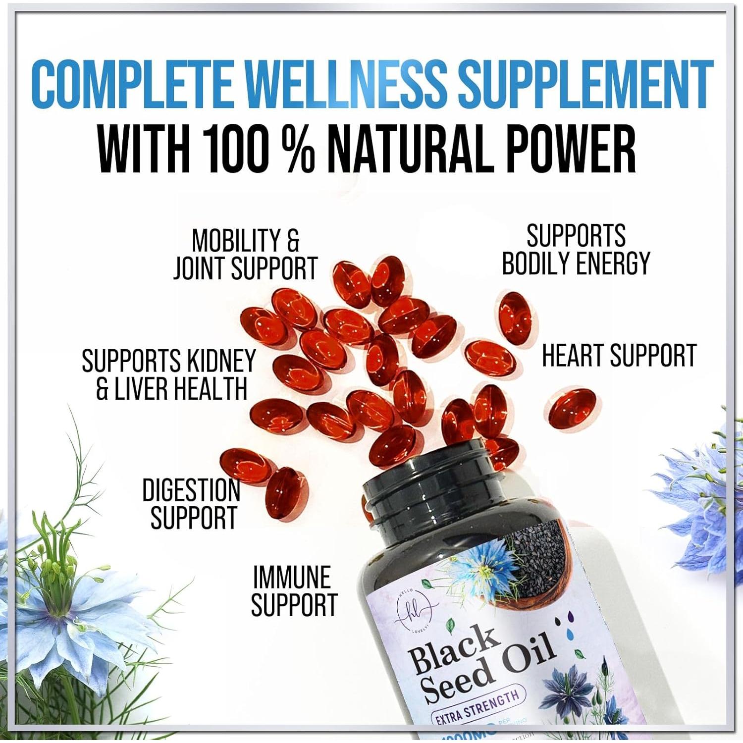 Aceite de Semilla Negra 1000mg Hello Lovely - 120 Cápsulas