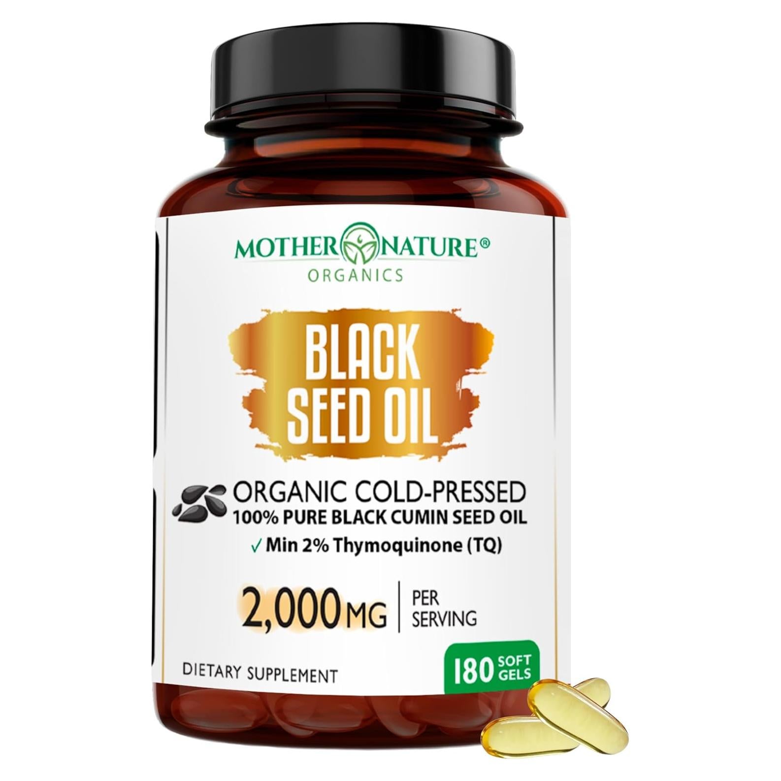 Cápsulas de Aceite de Semilla Negra Orgánico Madre Naturaleza 180ct