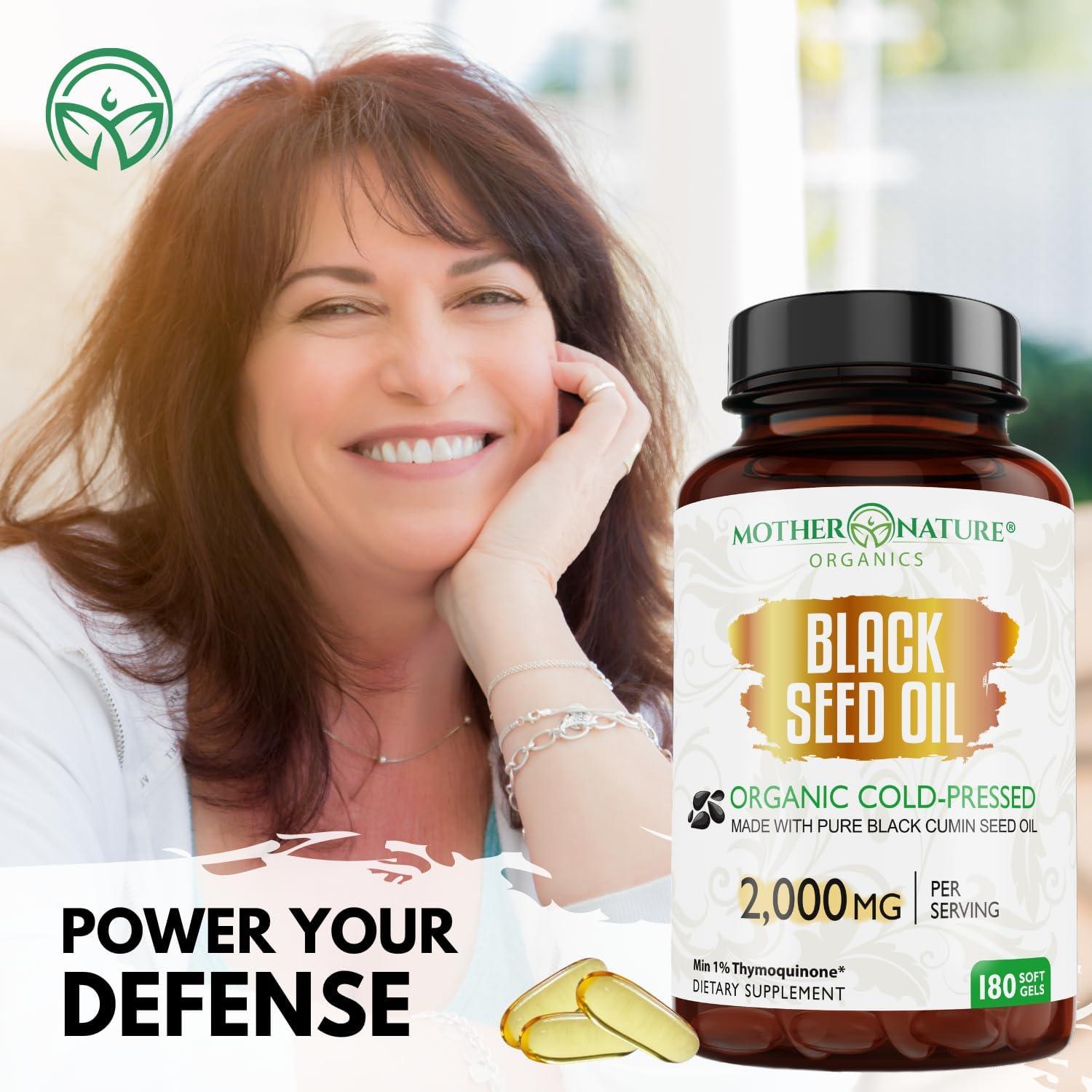 Cápsulas de Aceite de Semilla Negra Orgánico Madre Naturaleza 180ct