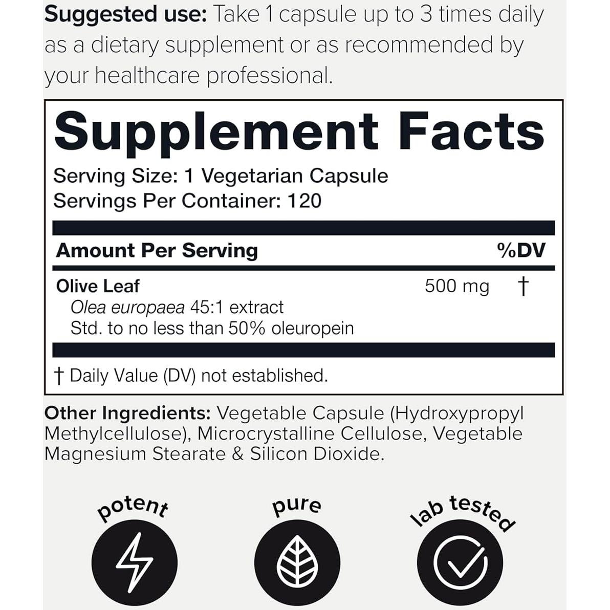 Extracto de hoja de olivo Toniiq 120 cápsulas 500mg 50% oleuropeína