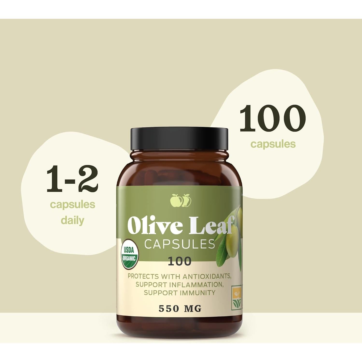 Cápsulas de Hoja de Olivo Orgánica Complete Natural 550mg 100u