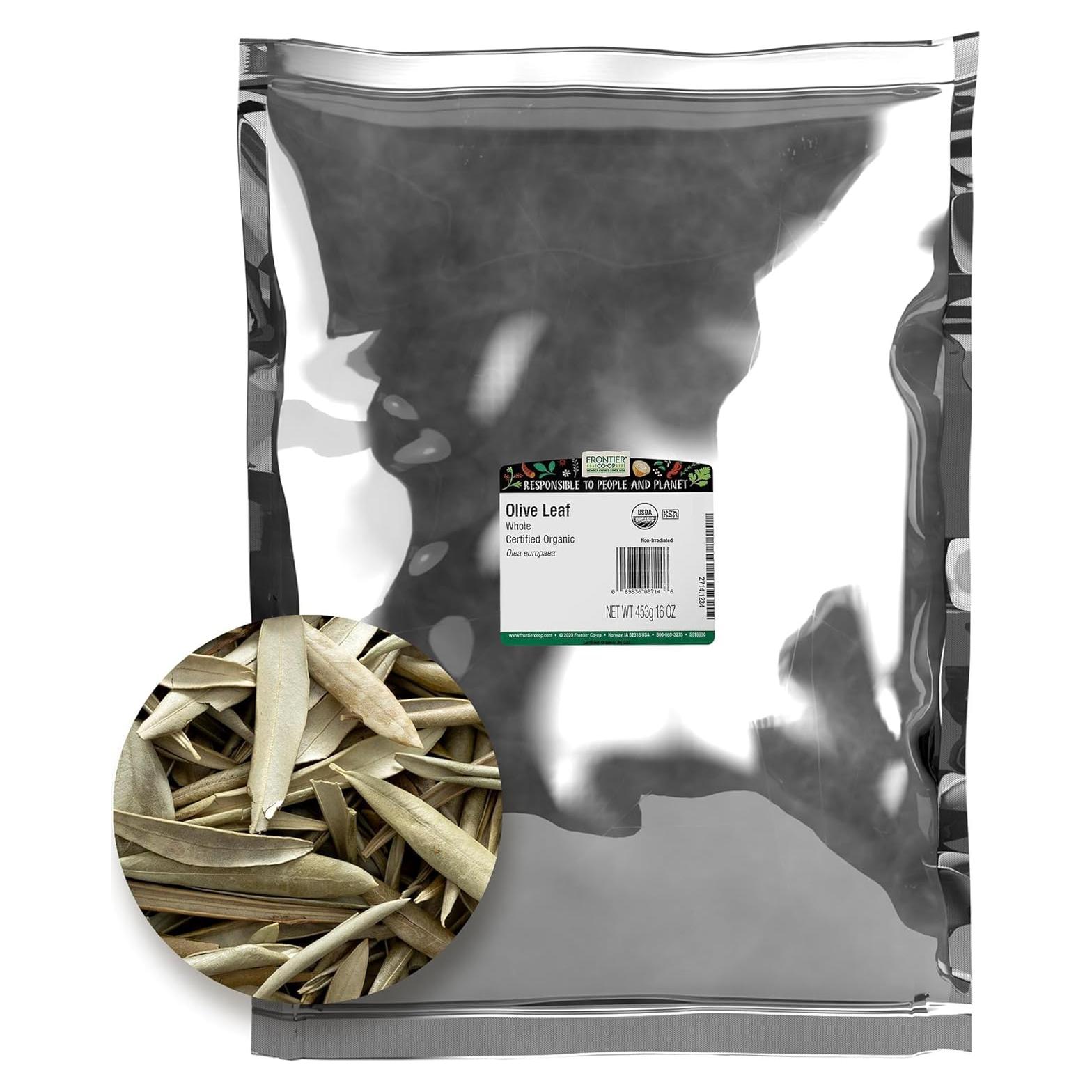 Hojas de Olivo Orgánicas Enteras Frontier Co-op 454g - Kosher