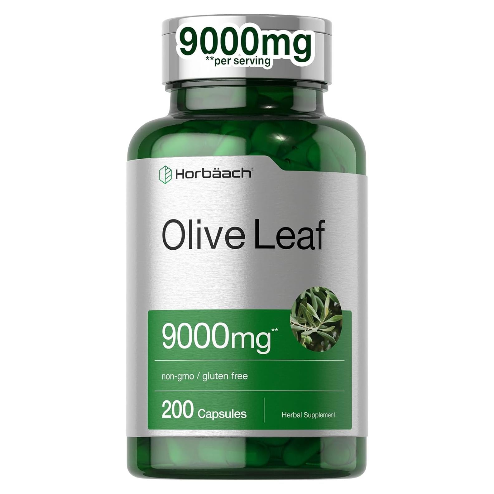 Cápsulas de Extracto de Hoja de Olivo Horbaach 9000mg 200 Unidades