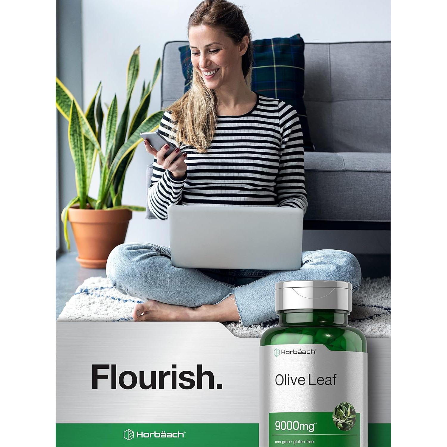 Cápsulas de Extracto de Hoja de Olivo Horbaach 9000mg 200 Unidades