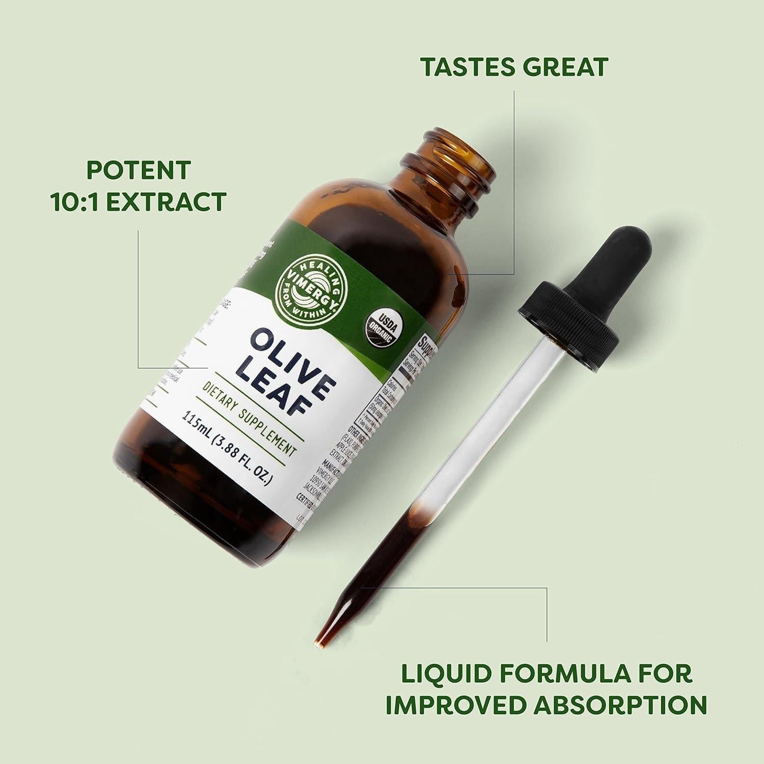 Vimergy Extracto de Hoja de Olivo 115 mL - Orgánico y Vegano